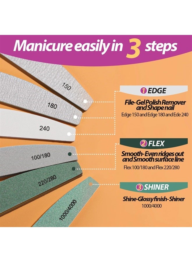 Teenitor Nail File Buffer, Nail Files, Nail Buffer Set to File, Shape,Smooth, Buffer and Shine Nails, Half-Moon - Image 3
