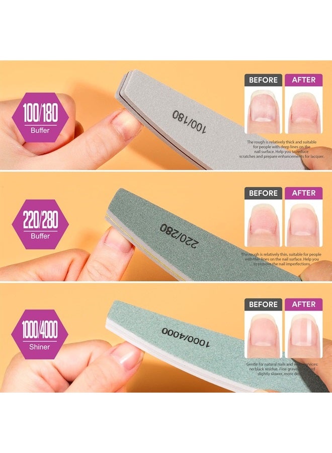 Teenitor Nail File Buffer, Nail Files, Nail Buffer Set to File, Shape,Smooth, Buffer and Shine Nails, Half-Moon - Image 5