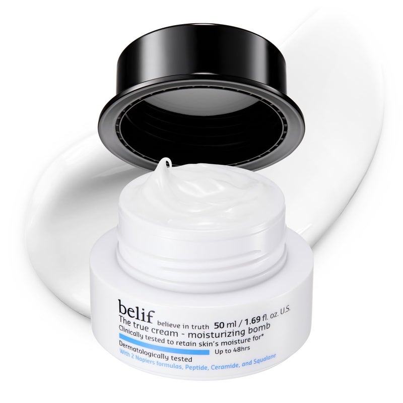 belif Moisturizing Bomb â€“ Daily Ceramide Moisturizer with Peptide & Squalane, 48hr Hydration & Anti-Aging Cream, Milky & Lightweight, Restores Skin Barrier, Korean Skincare, 1.68 fl oz (50ml) - Image 1