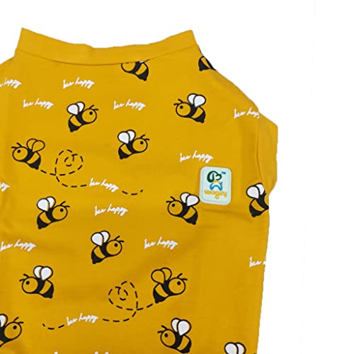WAGZY Yellow Bee-Ing Happy Printed T-Shirts for Puppies, Kitten, Dogs and Cats (22" - XXL), 100 G - Image 2