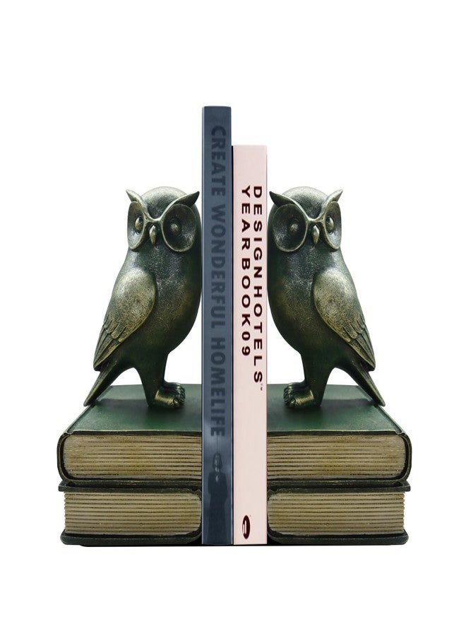 Dosker Book Ends for Shelves,Owl Decorative Bookends,Cute Animal Book Holders for Kids Rooms,Offices and Bedrooms(Retro Bronze) - Image 1