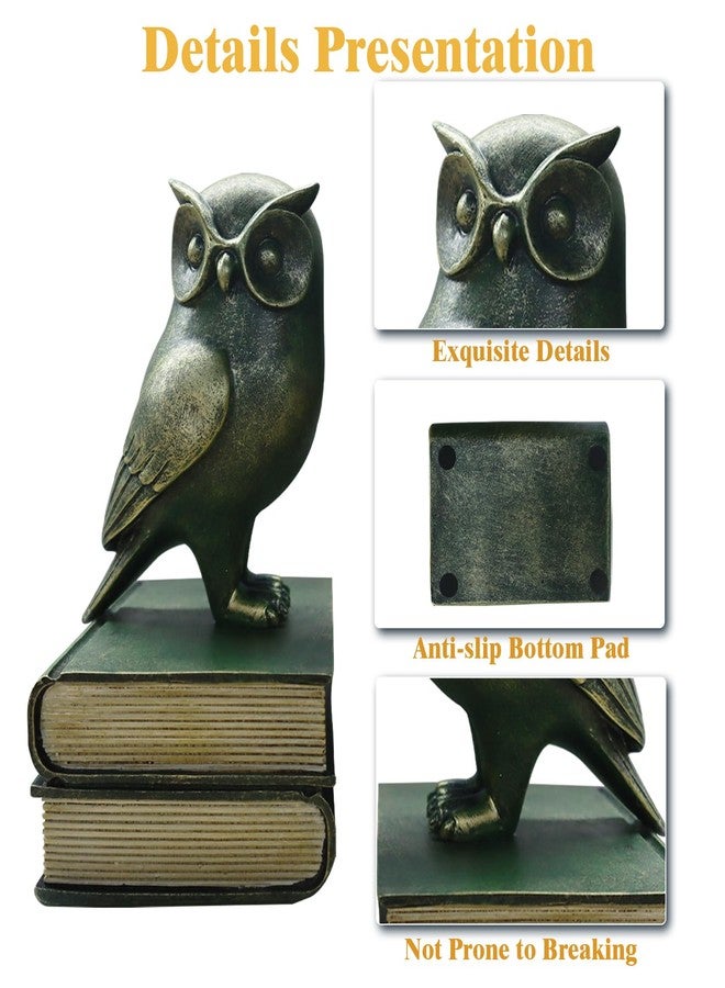 Dosker Book Ends for Shelves,Owl Decorative Bookends,Cute Animal Book Holders for Kids Rooms,Offices and Bedrooms(Retro Bronze) - Image 3