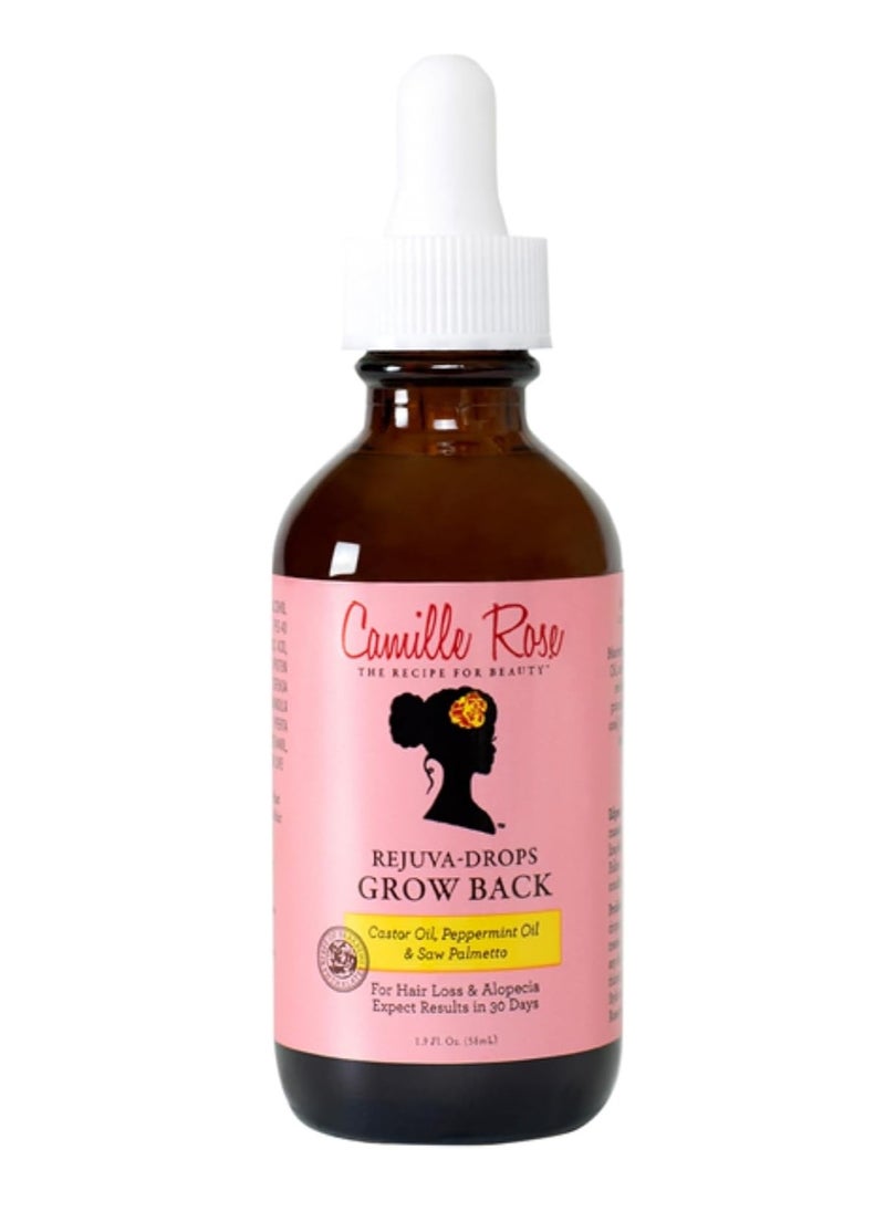 Camille Rose Naturals - Camille Rose Grow Back Drops by Rejuva, with Castor Oil, Peppermint Oil and Saw Palmetto, for Hair Growth, 58 ml - Image 1