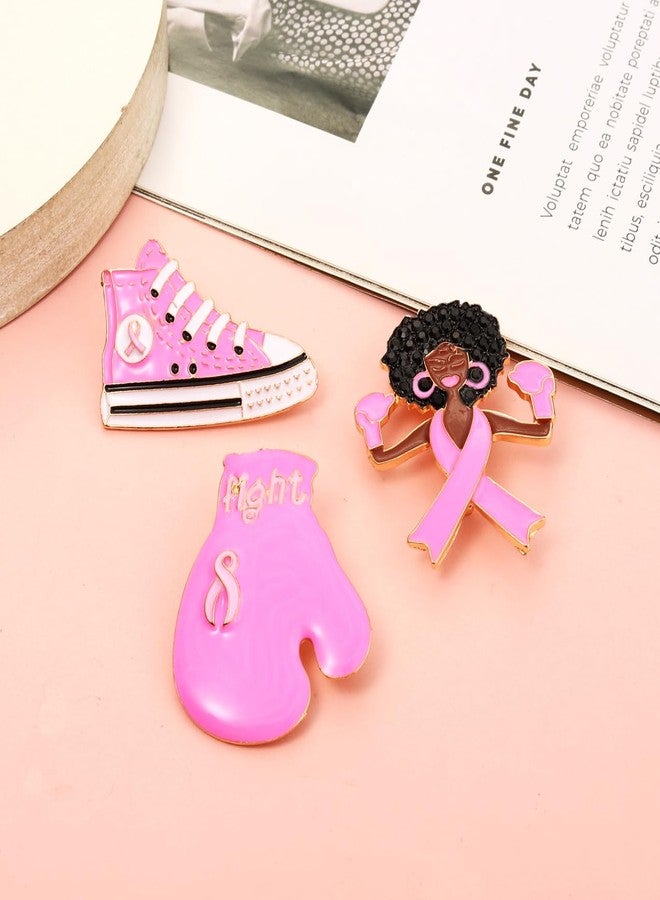 YAHPERN Breast Cancer Awareness Pins for Women Enamel Pink Ribbon Lapel Pins Fight Breast Cancer Brooches Heart Hope Butterfly Brooch Pins Breast Cancer Awareness Jewelry Accessories Outfits (Style F) - Image 3