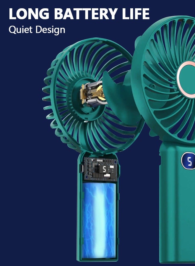 مروحة محمولة محمولة - مروحة شخصية 5 تروس - مروحة صغيرة متعددة الوظائف - شاشة رقمية مروحة صامتة - مروحة جيب طويلة التحمل - Image 3