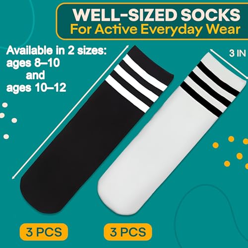V TOWER Soccer Socks Girls - 6 Pcs Cotton Knee High Girl Soccer Sock 8-10 Years Old, Breathable & Soft Material, Easy to Wash, Elastic Long Socks for Girls- for Football, Basketball, Volleyball, Everyday Wear - Image 2