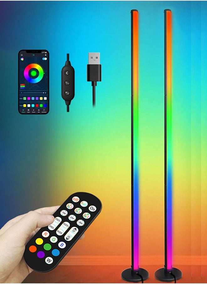 ZCM-HAPPY - LED Fantasy RGB Floor Pickup Light - 120CM Double-Branch Splicing Design with Round Base, APP, Remote and Wired Control, Ideal for Living Room, Bedroom, Gaming & Decorative Night Light - Image 1