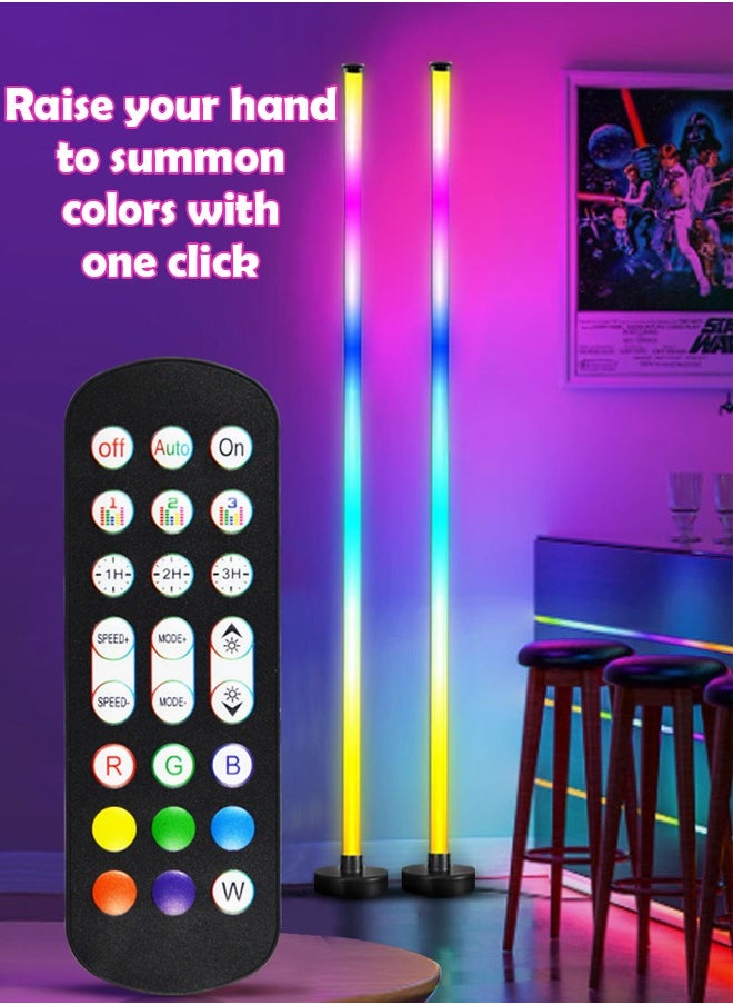 ZCM-HAPPY - LED Fantasy RGB Floor Pickup Light - 120CM Double-Branch Splicing Design with Round Base, APP, Remote and Wired Control, Ideal for Living Room, Bedroom, Gaming & Decorative Night Light - Image 1