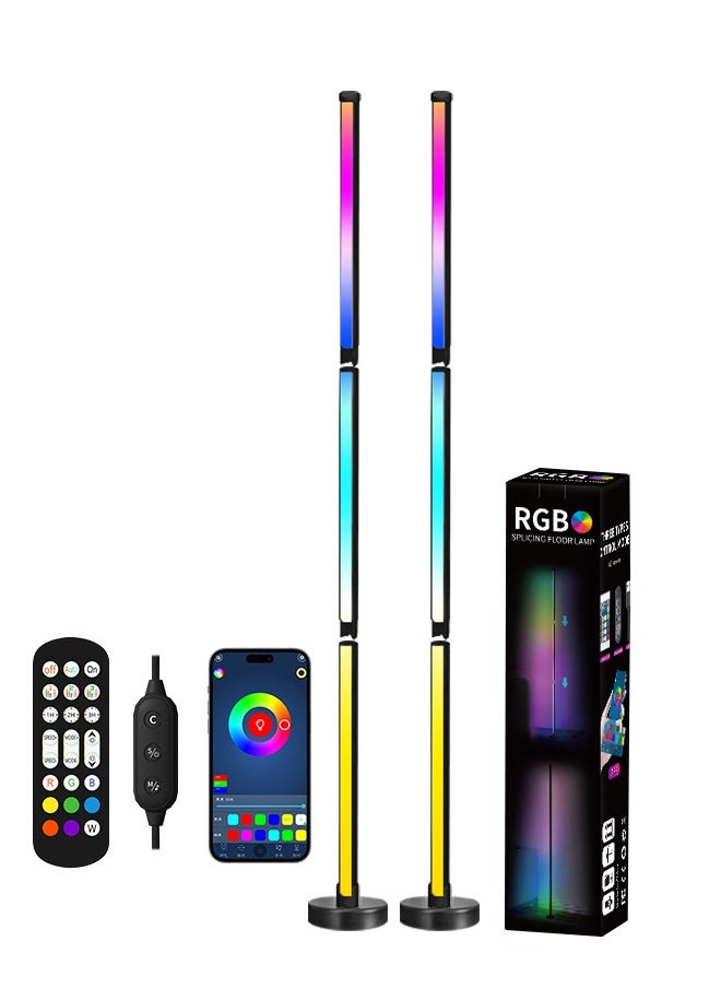 ZCM-HAPPY - LED Fantasy RGB Floor Pickup Light - 120CM Double-Branch Splicing Design with Round Base, APP, Remote and Wired Control, Ideal for Living Room, Bedroom, Gaming & Decorative Night Light - Image 1