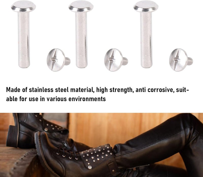 100 Sets Binding Rivet M2.5 with Stainless Steel Post for Leather Photo Album Books, Improving Stability and Versatile Applications (3.5 x 18 x 7 mm) - Image 4