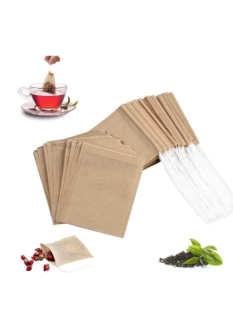 NIBEMINENT 100Pcs Disposable Tea Bags for Loose Leaf Tea, Empty 100% Natural Wood Pulp Paper Material, Unbleached Filter with Drawstring (7*9cm) - Image 1