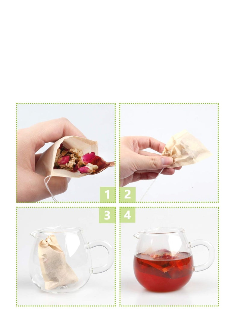 NIBEMINENT 100Pcs Disposable Tea Bags for Loose Leaf Tea, Empty 100% Natural Wood Pulp Paper Material, Unbleached Filter with Drawstring (7*9cm) - Image 3