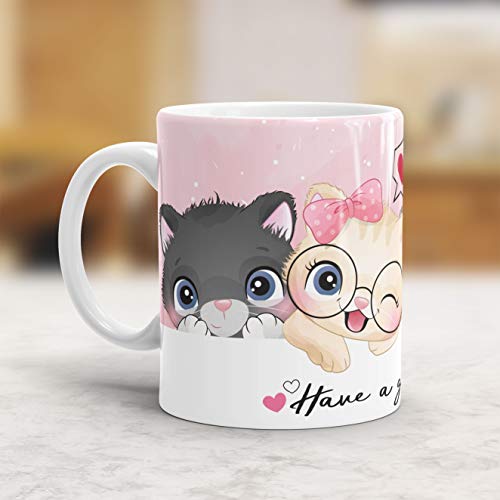 Gift Arcadia Ceramic Cute Kittens Coffee Mug - 1 Piece, White, 330ml (A002) - Image 2