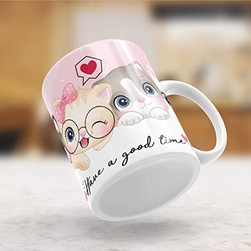 Gift Arcadia Ceramic Cute Kittens Coffee Mug - 1 Piece, White, 330ml (A002) - Image 3
