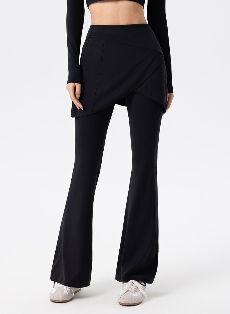 SVL Noor Modest Activewear Flared Leggings with Skirt Overlay - Image 1