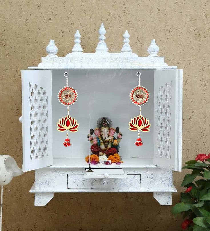 Saugat Traders Diwali Decoration Items Combo Pack Pair of Hanging Decorative Shubh Labh and Designer Tealight Candles Stand for Diwali Home Decor - Image 4