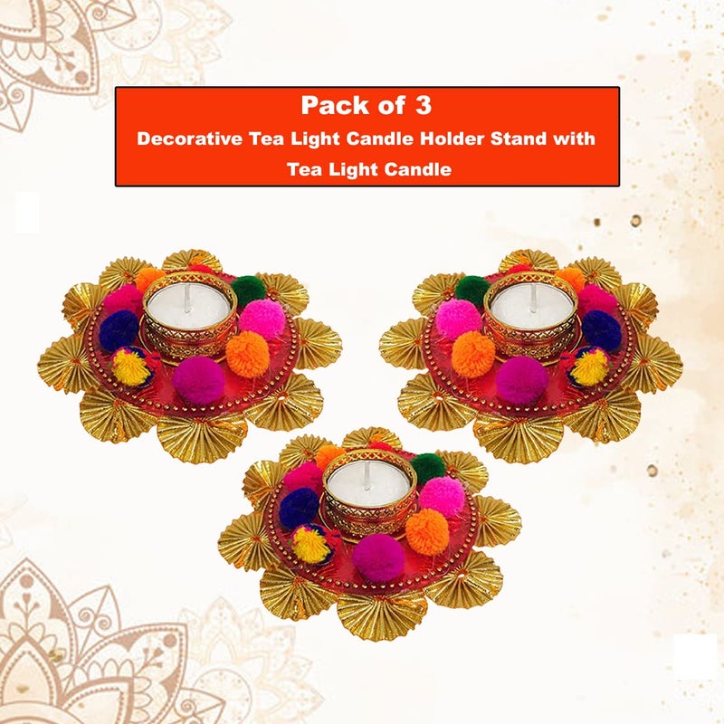 Saugat Traders Diwali Decoration Items Combo Pack Pair of Hanging Decorative Shubh Labh and Designer Tealight Candles Stand for Diwali Home Decor - Image 5
