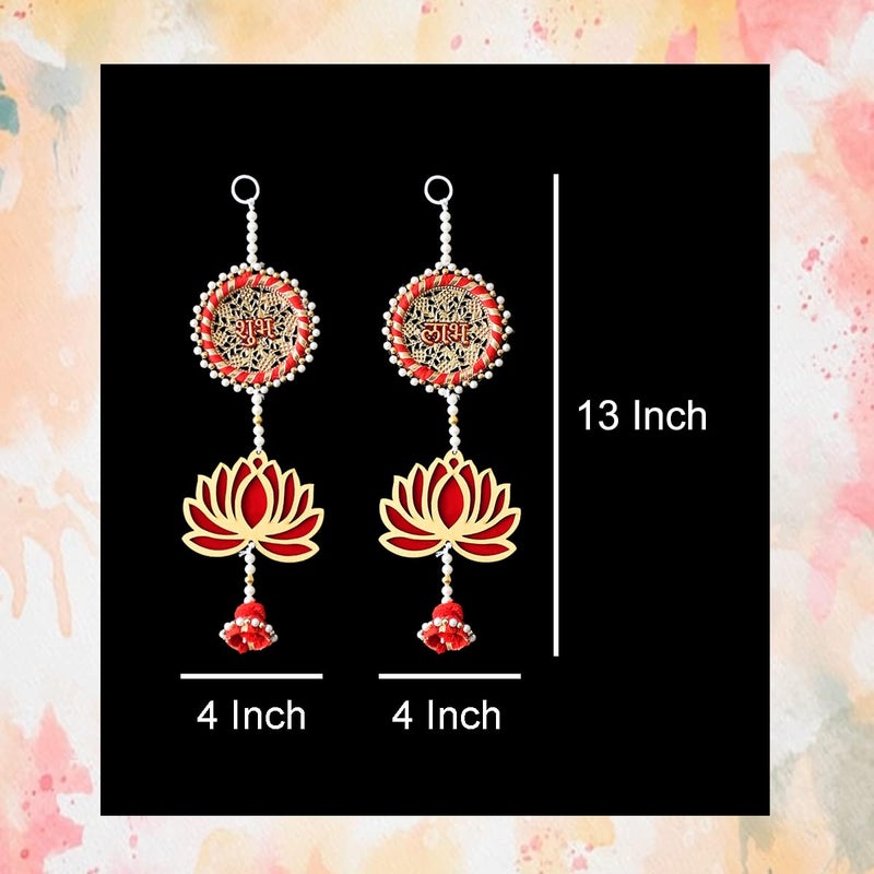 Saugat Traders Diwali Decoration Items Combo Pack Pair of Hanging Decorative Shubh Labh and Designer Tealight Candles Stand for Diwali Home Decor - Image 3