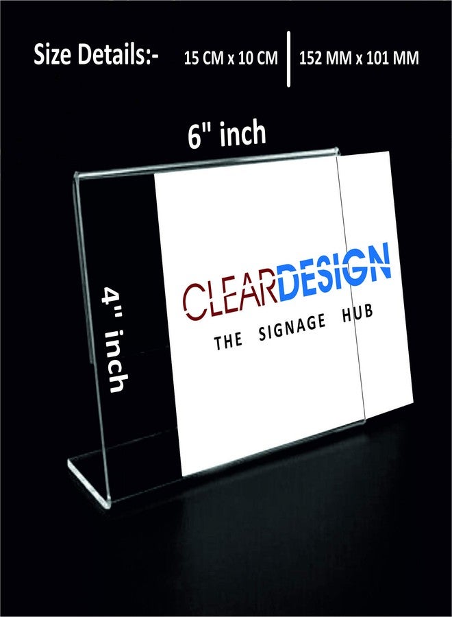 Clear Design Acrylic Display Stan Paper Signage Holder/Acrylic Photo Frame/Menu Stand L Stand 4 inch x 6 inch (3) - Image 2