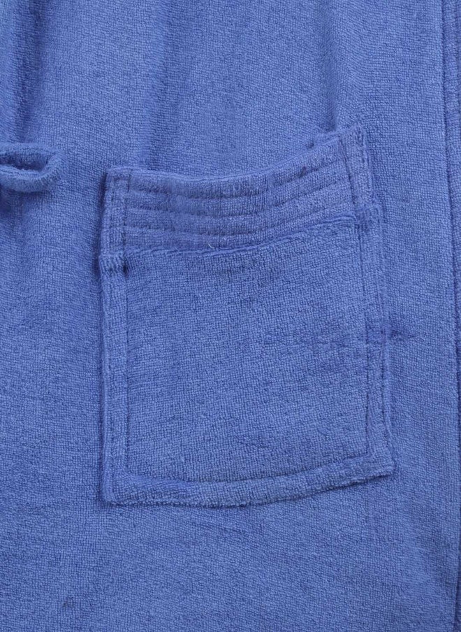 Red Rose RedRose Blue Solid Cotton Drawstring Knee Length Bath Robe - XL - Image 2