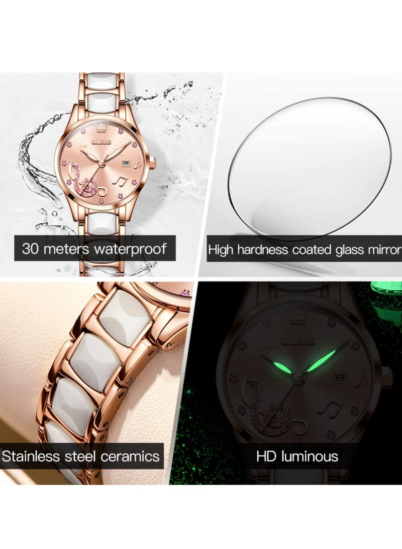 أوليفز ساعة OLEVS نسائية كوارتز بسوار سيراميك 3605 - Image 3