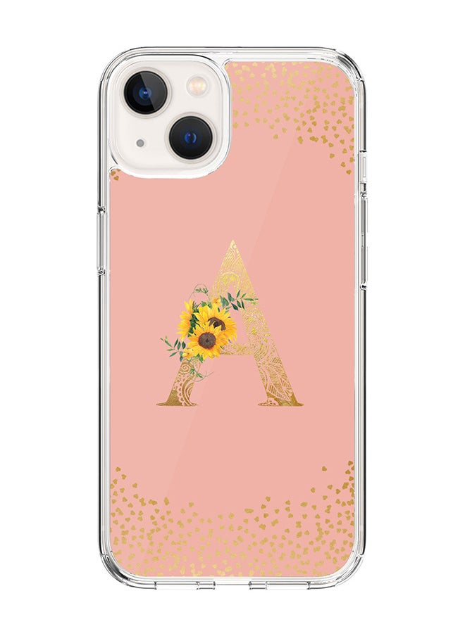 Stylizedd Classic Clear Case For iPhone 14 Plus, Hybrid Soft Case Cover- Custom Monogram Initial Letter Mandala Floral Pattern Alphabet - A ( Rose Pink)  - Image 1