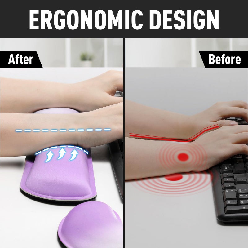 Gimars Upgrade Enlarge Silky Gel Memory Foam Keyboard Wrist Rest, Wrist Rest for Computer Keyboard, Ergonomic Mouse pad Rests for Typing Pain Relief, Wrist Support for Office, Gaming, Purple Gradient - Image 4