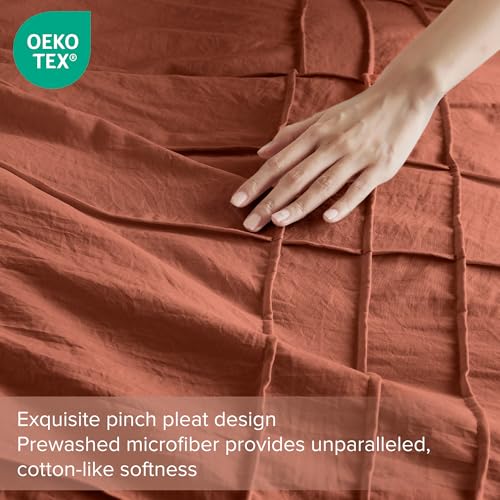 Comfort Spaces Clay King Size Comforter Set - 3 Pieces Pintuck Pleated Bedding Sets, All Season Lightweight, Extra Softness Pre-Washed Microfiber King Bed Set, Shams, King - Image 3