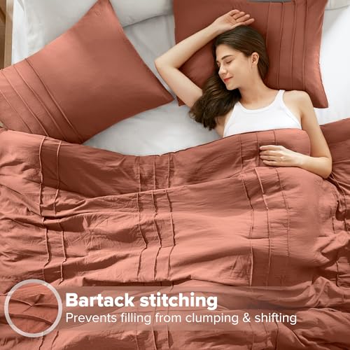 Comfort Spaces Clay King Size Comforter Set - 3 Pieces Pintuck Pleated Bedding Sets, All Season Lightweight, Extra Softness Pre-Washed Microfiber King Bed Set, Shams, King - Image 5