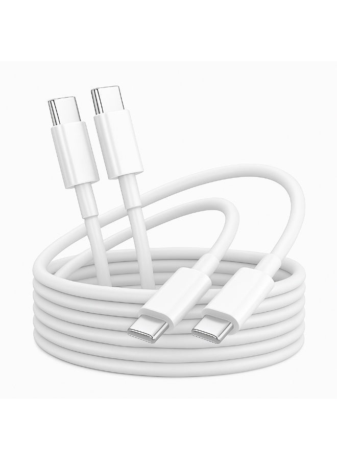 صورة العالمة كابل شحن سريع USB-C إلى USB-C بطول 2 متر، يدعم تقنية الشحن السريع PD بقدرة 240 واط، سلك شحن مضفر من النوع C مزود بشريحة E-Mark، متوافق مع سلسلة iPhone 16/15، وiPad Mini/Pro، وMacBook Pro/Air، وSamsung S25/S24، وXiaomi، وHuawei - أبيض - Image 1