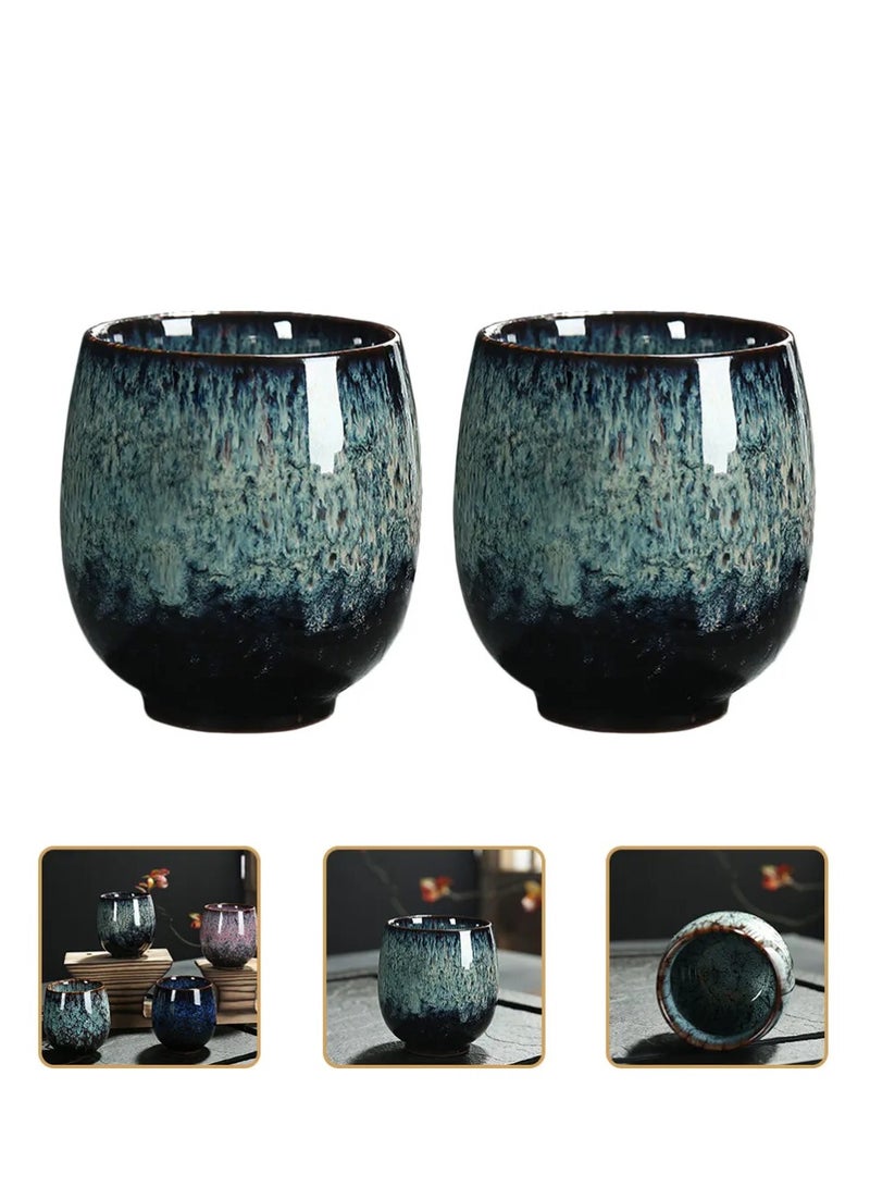 Home zone 2 Pcs Japanese Tea Cups Ceramic Hand-cup Kung Fu Teacup Household - Image 2