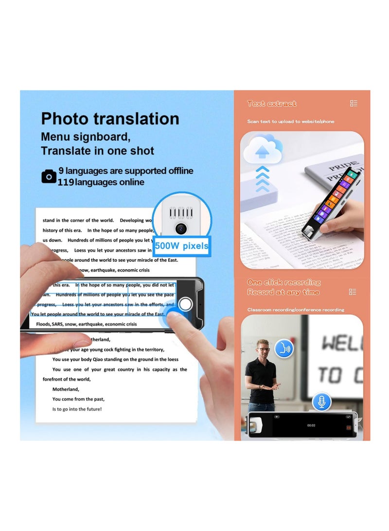 ANKOVO Translation Pen Scan Reader Pen Text to Speech Device Language Translator Device Support 134 Languages OCR Reader Pen, Photo and Text & Voice Translation Device, Reading Pen for Dyslexia - Image 2