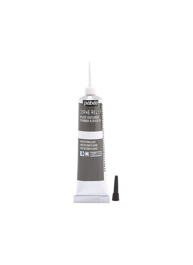 Pebeo - Vitrail Cerne Relief Dimensional Paint 37 Ml Tube With Nozzle Imitation Lead 1.25 Fl Oz (Pack Of 1) - Image 1