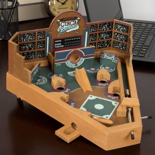 Hey Play HEY! PLAY! 12-HY2070 Baseball Pinball Tabletop Skill Game - Classic Miniature Wooden Retro Sports Arcade Desktop Toy for Adult Collectors and Children - Image 2