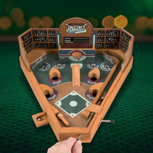 Hey Play HEY! PLAY! 12-HY2070 Baseball Pinball Tabletop Skill Game - Classic Miniature Wooden Retro Sports Arcade Desktop Toy for Adult Collectors and Children - Image 3