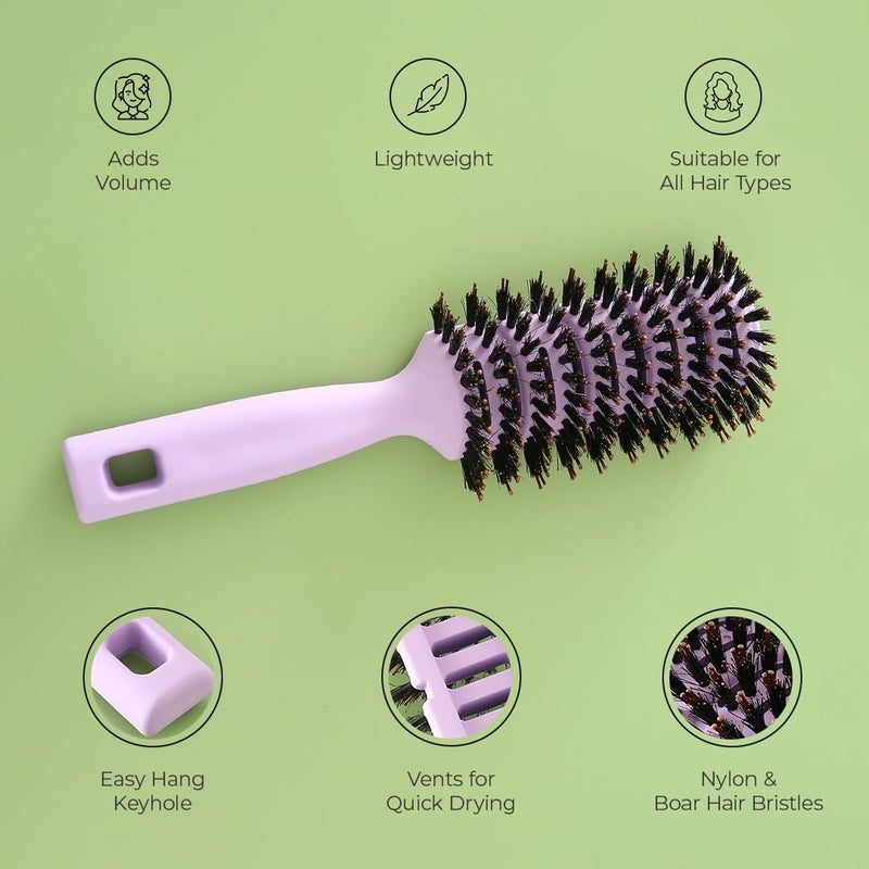 PROLIXR Round Vented Hair Brush for men and women Quick Drying Pain Free Detangling Curly hair care products Hair comb Flexible Nylon Bristles Hair Care Created by Savio John Pereira Purple - Image 2
