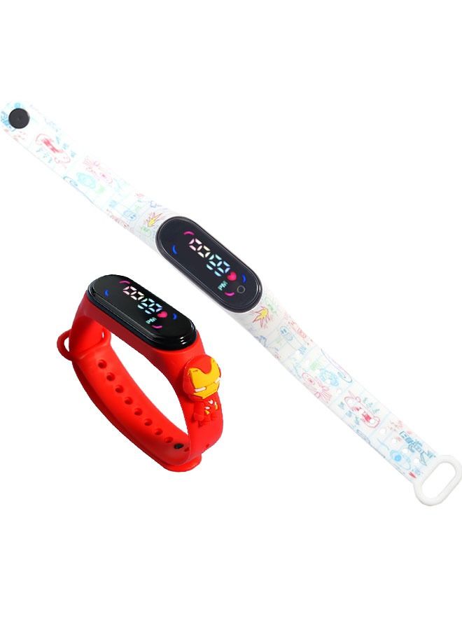 2 Pieces Kids LED Electronic Waterproof Touch Watch