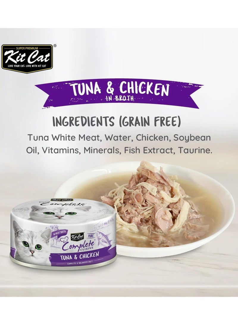 Kit Cat Cat Wet Food Tuna And Chicken In Meat Broth For Adult Cats 6x70g - Grain-Free Cat Food - Image 2