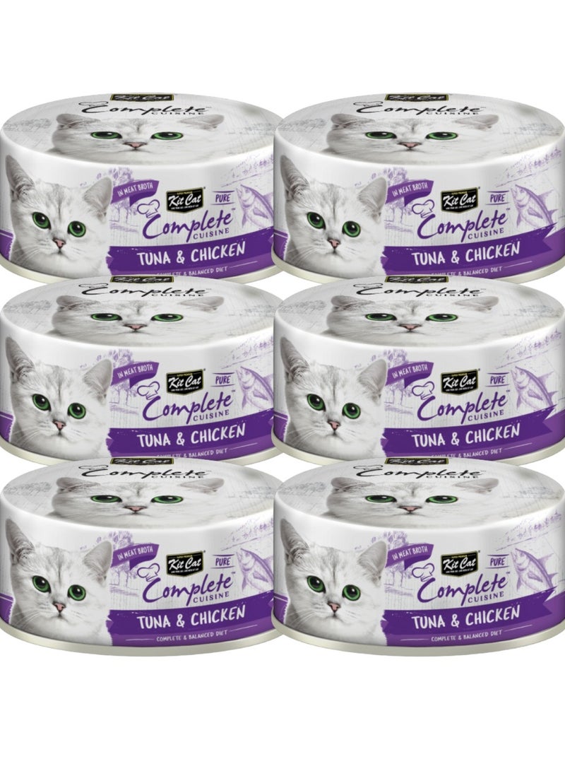Kit Cat Cat Wet Food Tuna And Chicken In Meat Broth For Adult Cats 6x70g - Grain-Free Cat Food - Image 1