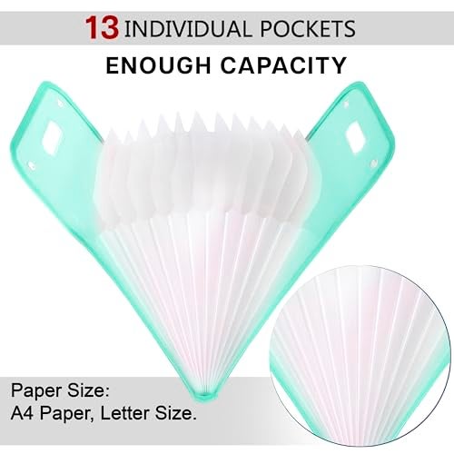 NISUN 13 Pockets Vertical Expanding File Folder Accordion File Folder Organizer for A4 Size Letter Size Paper Document Holder Organizer (Green) - Image 4