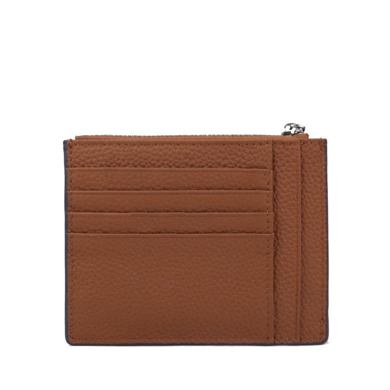 Real Cowhide Zipper Small Change Card Bag Short Fashionable All-match Color Matching Car Stitching Multi-card Bit Mens and Womens Daily Money Bag Brown 