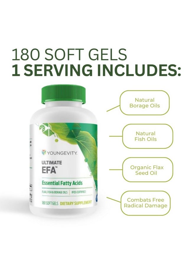 youngevity Youngevity Ultimate EFA - Organic Source of Essential Fatty Acids | Omega 3, 6, & 9 | Made from Borage, Flax & Fish Oil | 180 Count (180 Count (Pack of 1))  - Image 2