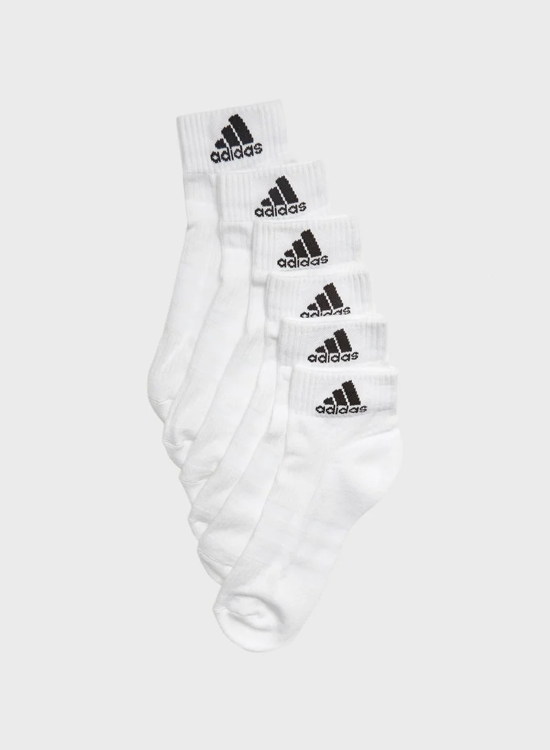 Adidas 6 Pack 3 Stripe Ankle Socks