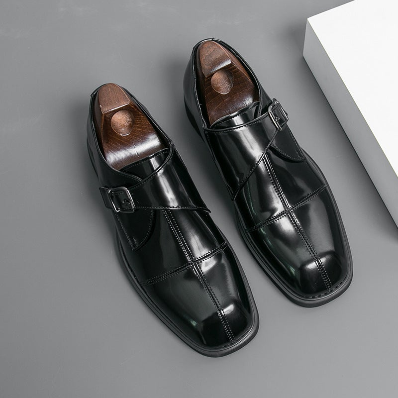 Winter Men'S Shoes British Style Groomsmen Matching Suits Korean Style Business Formal Casual Black Buckle Groom Wedding Leather Shoes For Men - Image 5