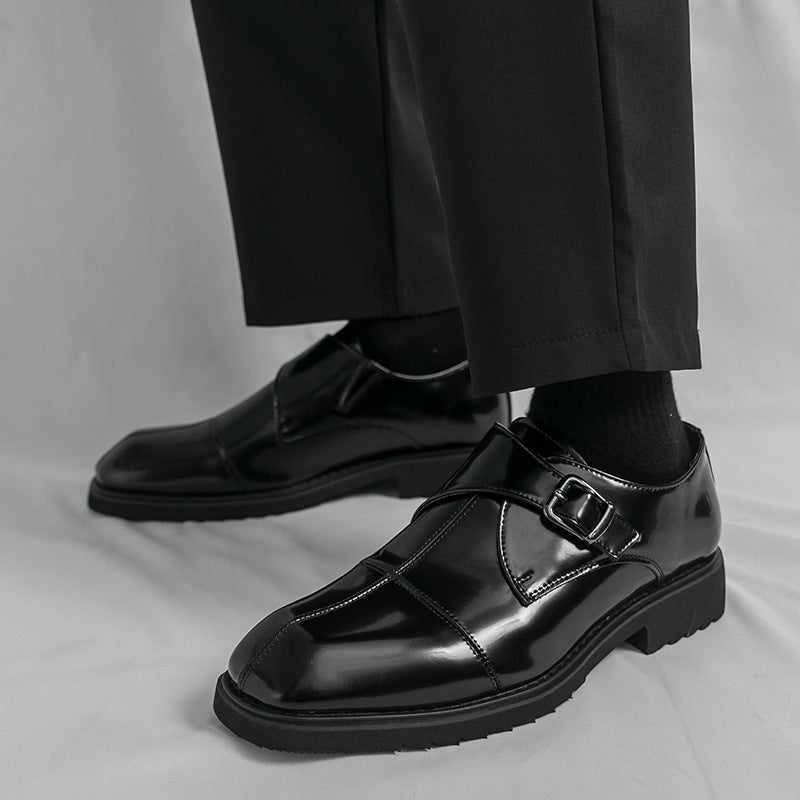Winter Men'S Shoes British Style Groomsmen Matching Suits Korean Style Business Formal Casual Black Buckle Groom Wedding Leather Shoes For Men - Image 2