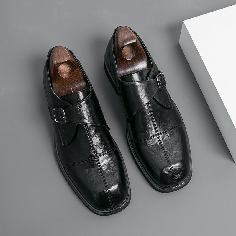 Winter Men'S Shoes British Style Groomsmen Matching Suits Korean Style Business Formal Casual Black Buckle Groom Wedding Leather Shoes For Men - Image 4