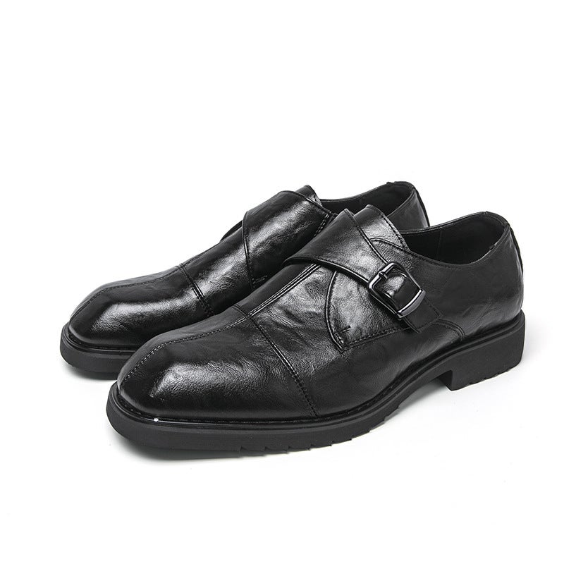 Winter Men'S Shoes British Style Groomsmen Matching Suits Korean Style Business Formal Casual Black Buckle Groom Wedding Leather Shoes For Men - Image 1