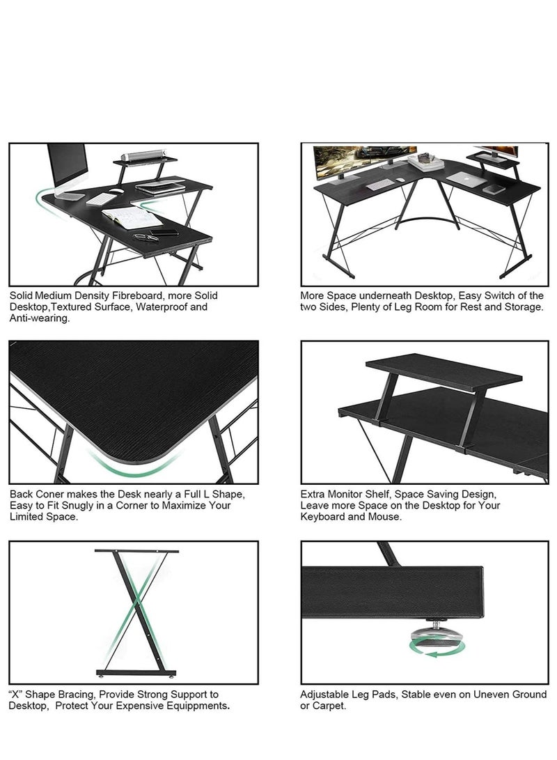 ZUIHAO L Shaped Desk Gaming Table Desk,Home Office Workstation with Large Monitor Stand,Black  - Image 5
