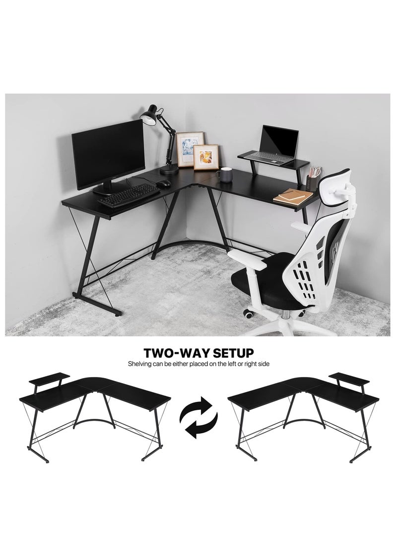 ZUIHAO L Shaped Desk Gaming Table Desk,Home Office Workstation with Large Monitor Stand,Black  - Image 4
