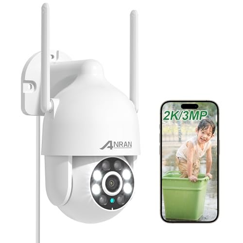 ANRAN 2K WiFi Security Camera Outdoor: 2.4/5GHz Dual-Band, Auto-Tracking, 2-Way Audio, Color Night Vision, 24/7 Recording, 3MP Pan-Tilt 360° View Camera for Home/House - Image 1